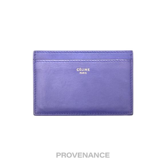 🔴 Celine Logo Card Holder Wallet - Two-Tone Blue Tan - Picture 1 of 7